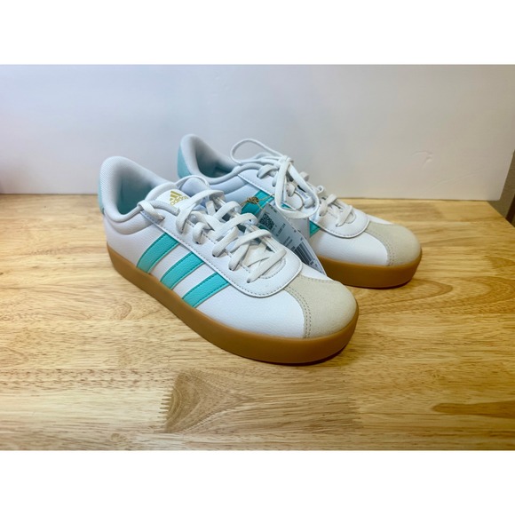 adidas Other - Adidas VL Court 3.0 K Kids Sneakers White Mint Green Gum JS2596 Size 5.5Y NEW